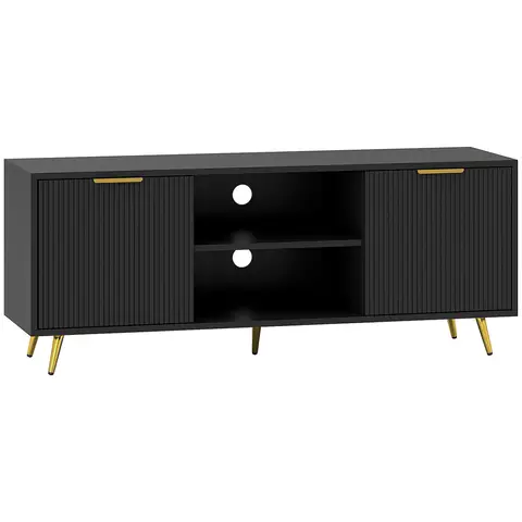 Homcom TV Unit Fluted 2 Doors Black/Gold