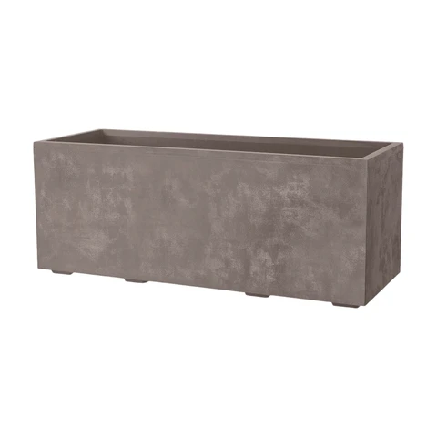 DEROMA Millennium Pot de fleurs rectangulaire muret grès à réserve d'eau et roulettes - 99 cm - 97L