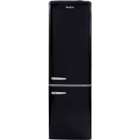 Amica FKR29653B/1 Retro 181cm Tall 70/30 Fridge Freezer, Black, E Rated