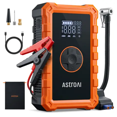 AstroAI S8 Air Jump Starter with Air Compressor, 1500A Car Battery Jumper Starter Portable (6.0 Gas/3.0L Diesel) with 150PSI Cordless Auto-Shutoff Tire Inflator, 12V Battery Charger Booster