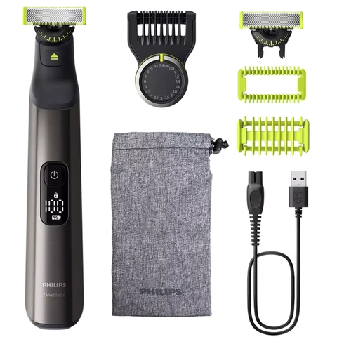 Philips QP6552/30 - OneBlade Pro 360 Beard Trimmer - 20-in-1 Adjustable Comb, Extra 360 Blade, Face & Body Use, Travel Pouch