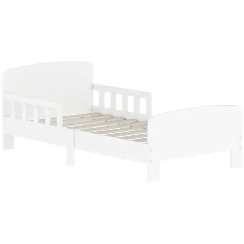 AIYAPLAY Toddler Bed, Kids Bed Frame with Safety Side Rails for Girls and Boys, Kids Bedroom Furniture for Ages 3-8 Years, White