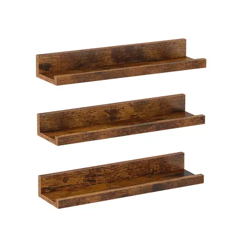 VASAGLE Étagères Murales en Suspension Ensemble de 3 Flottantes 38cm Brun Rustique