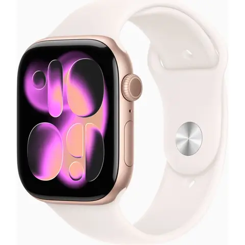 Apple Watch Series 11 GPS 42 mm roségouden aluminium kast met lichtroze sportbandje - S/M