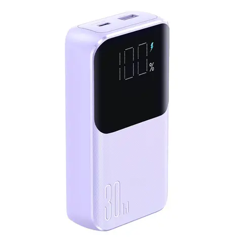 Joyroom JR-PBC07 20000mAh 30W Mini Powerbank mit USB-C- und Lightning-Kabeln – Lila