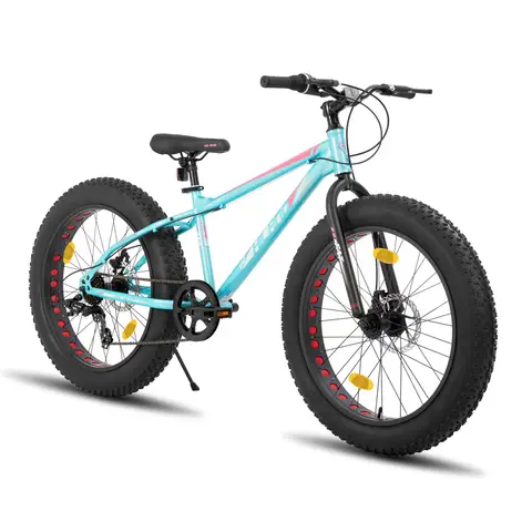 HILAND, Roon, Mountain Bike Fat Tire Men Women MTB with Shimano 7 Speed Dual Disc Brake, Bicycle for Adults & Children, Green, 26 inch