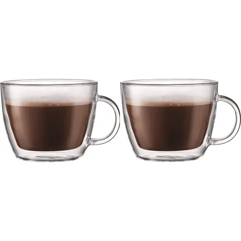 Bodum BISTRO Dubbelwandige Thermo Glas Café Latte Kopjes Set - 450 ml, Verpakking van 2