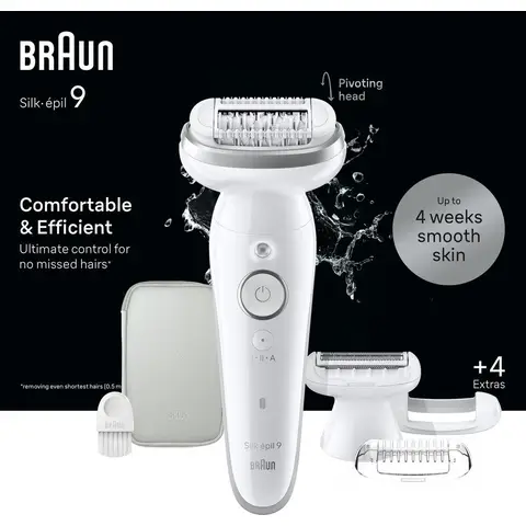 Braun Silk-épil 9 SES9-041 Vrouwen Epilator/Haarverwijderaar voor Langdurig Haarverwijderen Wit/Zilver
