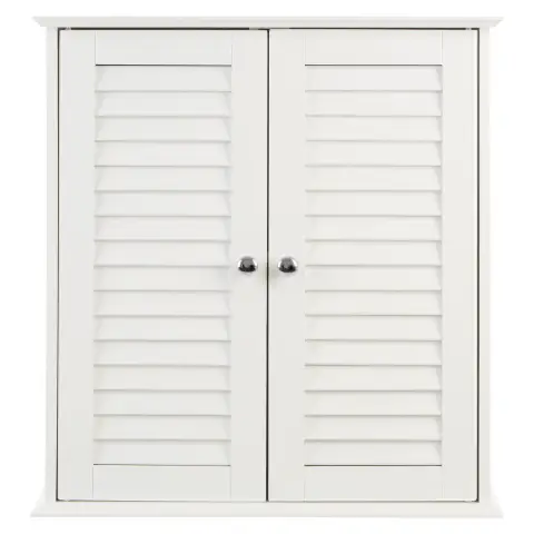 Shutter White Wood 2 Door Wall Cabinet