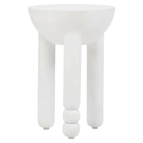 Walsa Whitewash Mango Wood Column Detail Round Side Table