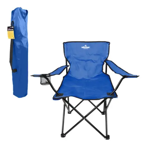 Milestone Folding Leisure Chair With Cup Holder - Blue