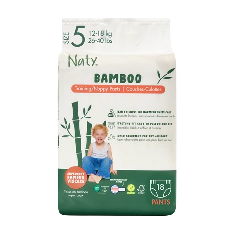 Naty Bamboo Pull-on Pants, Size 5, 18 Count