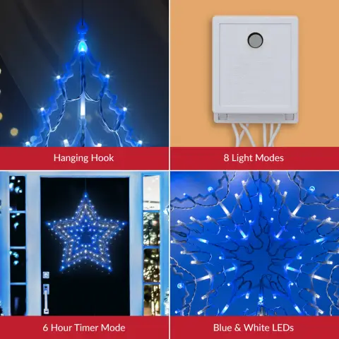 Christmas Workshop Blue & White LED Star Silhouette