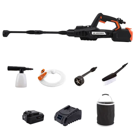 Yard Force 20V Akku-Hochdruckreiniger, 665 PSI Tragbarer Druckreiniger mit 5-in-1 Düse und Schaumsprüher, Selbstansaugender Power Washer für Auto, Terrasse, Garten und Zuhause