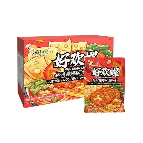 Haohuanluo Liuzhou River Snail Rice Noodles (Tomato Flavor) 220g 6-pack Color Box