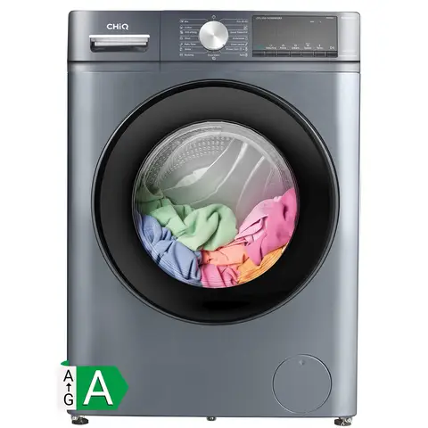 CHiQ Waschmaschine 10 kg, EEK A, BLDC-Motor 1400 U/min, 15 Programme, Dampfwäsche, 1-Touch Smart & 15-Minuten-Schnellwäsche, geringe Tiefe, grau, Für Küche/Haushalt/Wohnung, CFL100-14586IM3XA, 2025