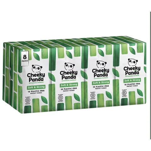 The Cheeky Panda Classic Bamboo Pocket Tissue 8 Packs 