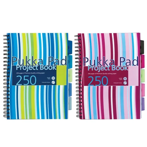 Pukka Pad A4 Stripes Project Book, Pack of 3