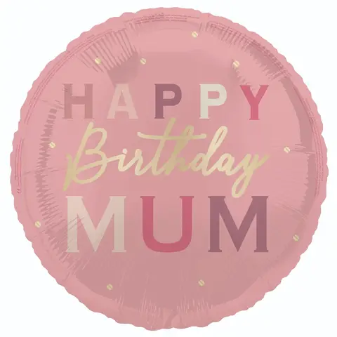 Unique Party Happy Birthday Mum Foil Balloon, 45cm