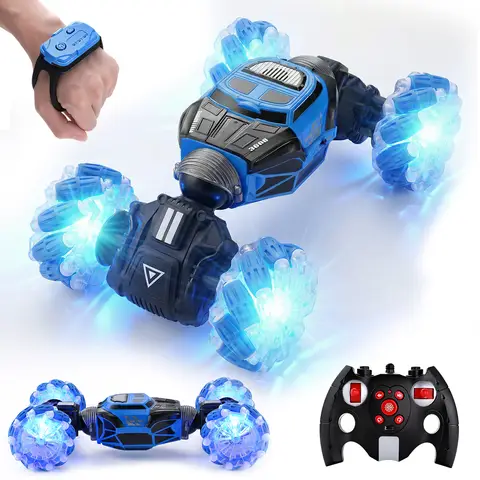 Tokky Remote Control Toy Car Gesture Watch + Traditional Remote Control Four-Wheel Drive Off-Road Sand Climbing 360° Rotating Colorful Lights QX031