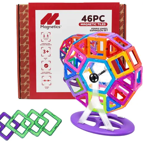 Magnetics Magnetic Building Tiles Ferris Wheel 46 Piece Set