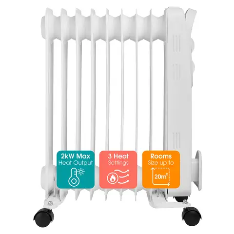 abode Portable Oil‑Filled Radiator 2000W - White， AOFR9003