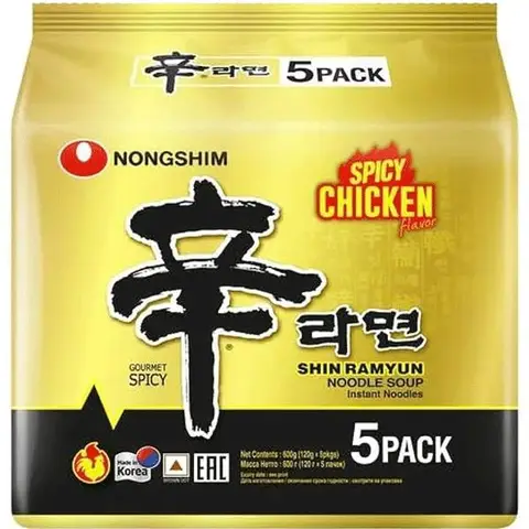 NongShim Shin Ramyun nouilles instantanées poulet épicé 5 x 120 g (lot de 5)