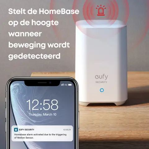 eufy Security Motion Detector, Home Alarm System Motion Detector, 100° Coverage, 30ft Range, 2 Year Battery Life, Adjustable Sensitivity (HomeBase required)