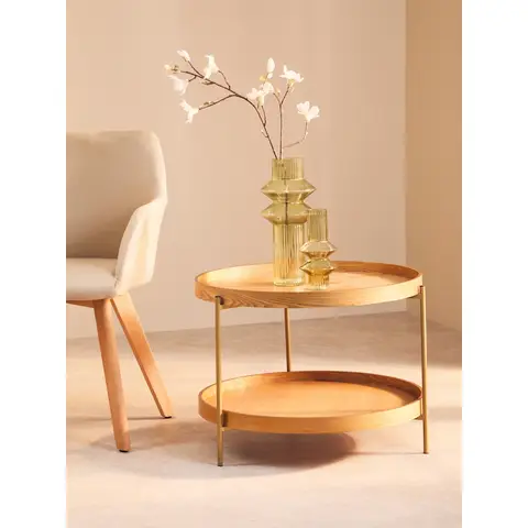 Interiors by Premier Side Table Viborg Round Natural 2 Shelf