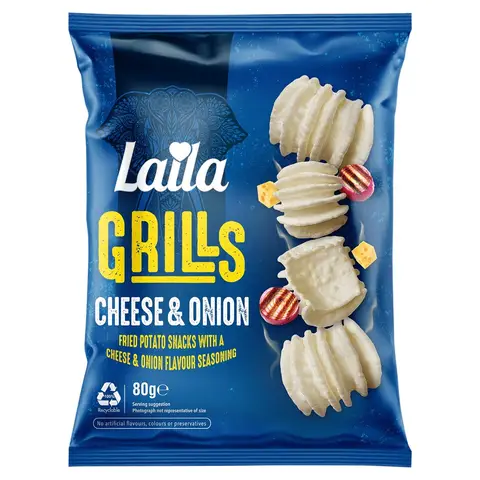 Laila Cheese & Onion Crispy Potato Grills 80g