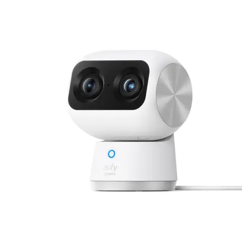 eufy Security Indoor Cam S350 Dual Cameras 4K UHD Indoor Security Camera with 8× Zoom, Ideal for Baby Monitor/Pet & Dog Camera/Home Security, Human/Pet AI, Dual-Band Wi-Fi 6