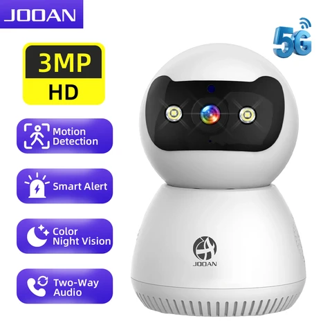 JOOAN 2K Full HD Security Camera with Full-Color Night Vision, Two-Way Audio, Motion Detection, Tracking Recording, Remote Control via Mobile App, Nanny Monitoring, and Safety Surveillance for Family and Pets