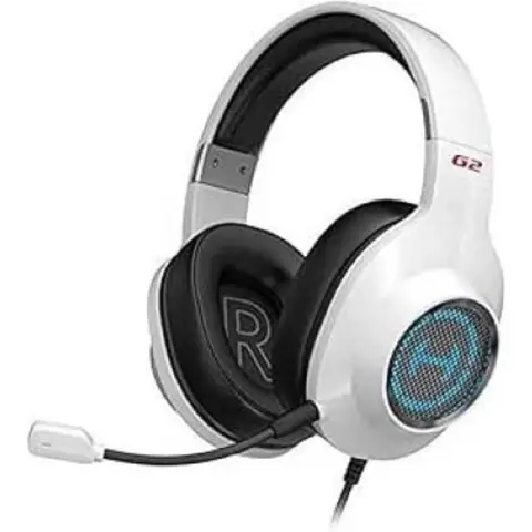 Edifier G2II Casque gaming filaire pour PC et PS4 avec son surround 7.1 et microphone à réduction de bruit, éclairage RGB, haut-parleurs 50 mm - Blanc