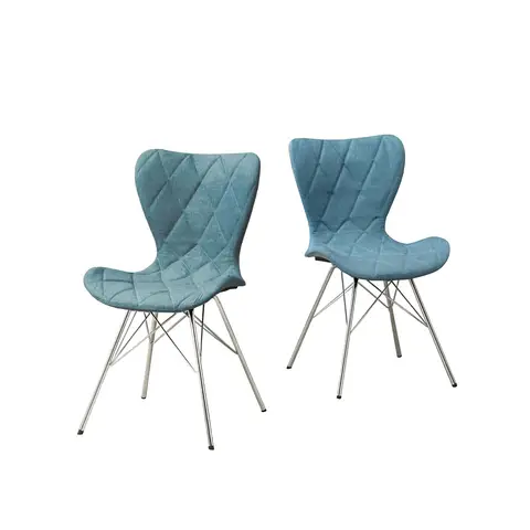 Interiors by Premier Dining Chair Stockholm Quilted Blue/Chrome 2pcs