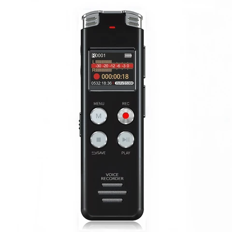 Rexsun 128GB Portable Digital Voice Recorder with LCD Screen, Intelligent Noise Reduction, ABS Aluminum Alloy in Gray, L357
