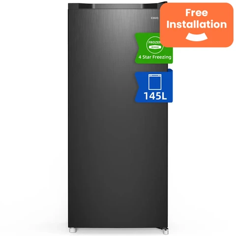 CHiQ FSD140D4EU Freestanding 145l Upright Freezer 145L, Reversible Doors, Black, E Rated