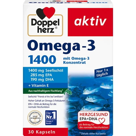 Doppelherz Omega-3 1400 mit Omega-3-Konzentrat 30 Kapseln