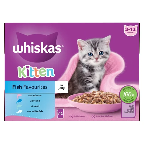 Whiskas Kitten Fish Favourites Wet Cat Food Pouches in Jelly 12 x 85g