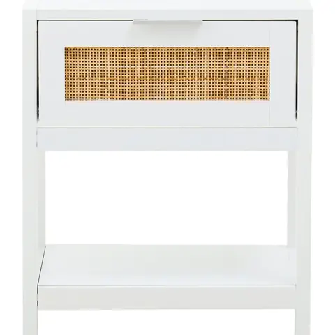 Interiors by Premier Bedside Table Sherman 1 Drawer White/Rattan