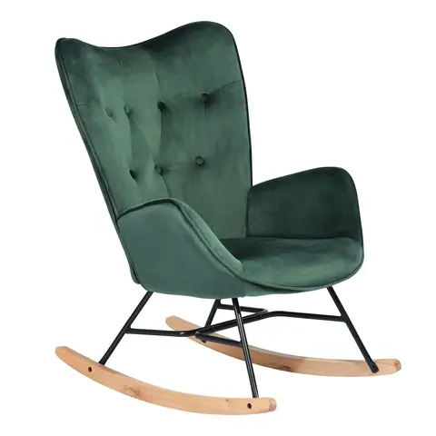 URBAN MEUBLE Modern Velvet Rocker - High Back & Deep Seat, Green