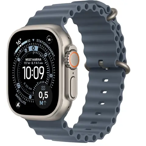 Apple Watch Ultra 3 GPS + Cellular 49 mm boîtier en titane naturel avec bracelet bleu océan ancre