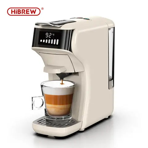 HiBREW H1B 6-in-1 Pods Coffee Maker, 600ml Water Tank, 19 Bar Pressure Extraction, Cold/Hot Mode, LED Indicator, for Kcup/Nes/DG/Espresso Powder
