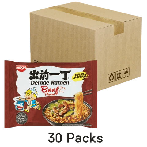 Nissin Instant Demae Ramen Noodle Spicy Beef, 30x100g