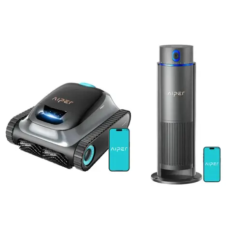 (Nouvel ensemble jardin) Système d'irrigation Aiper IrriSense 2 + Robot de piscine Aiper Scuba S1. Arrosage 3-en-1 multi-zones avec capteur de pluie (445 m²). Robot : 270 min autonomie, filtration ultra-fine, 11 capteurs, programmation et contrôle via app.