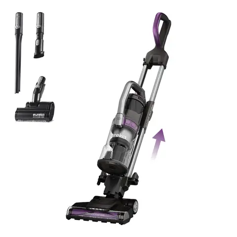 Eureka NEU800 Upright Vacuum Cleaner with Lift-Away & QuickShift Technology, Anti Hair Wrap, Dual Cyclone Filtration, Anti-Allergen, LED Headlights, Pet Turbo Brush, Crevice & Dusting Tool – Black & Purple