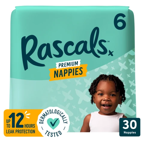 Rascals Premium Protection Nappies Size 6 30 Pack