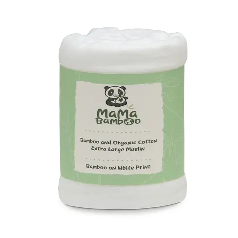 Mama Bamboo Muslin Bamboo Print XL White