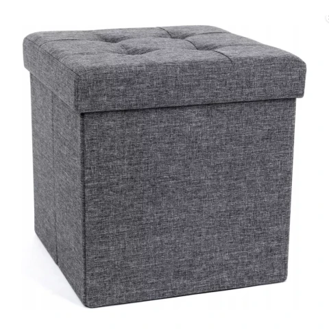 SONGMICS Sitzhocker mit Stauraum, Imitationsleinen, Dunkelgrau