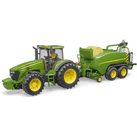 bruder 02032 - John Deere C441R Rundballenpresse Wickelkombination | 1:16 Maßstab Landwirtschaft, Bauernhof, Traktor, Anhänger, Erntemaschine, Ballenwickler, Mähdrescher Zubehör