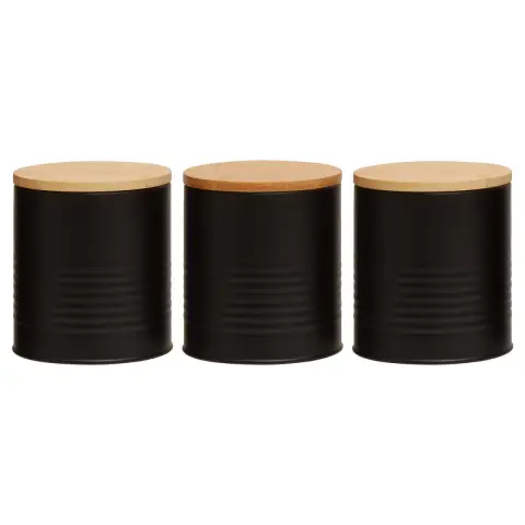 Set Of Three Alton Black Cannisters